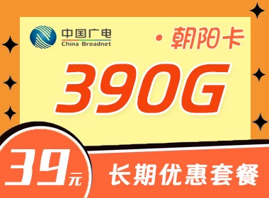 广电朝阳卡-38元390G流量+300分钟（流量支持结转）